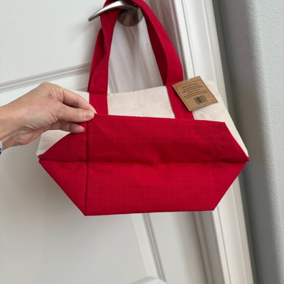 Limited Edition Trader Joe's Mini Canvas Collector's Tote Red Trim NWT - Picture 3 of 4